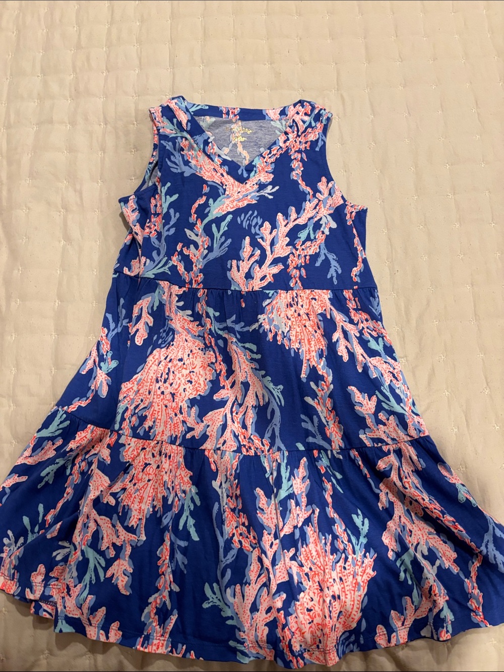 Lilly Pulitzer Blue Coral-Print Tiered Sundress
